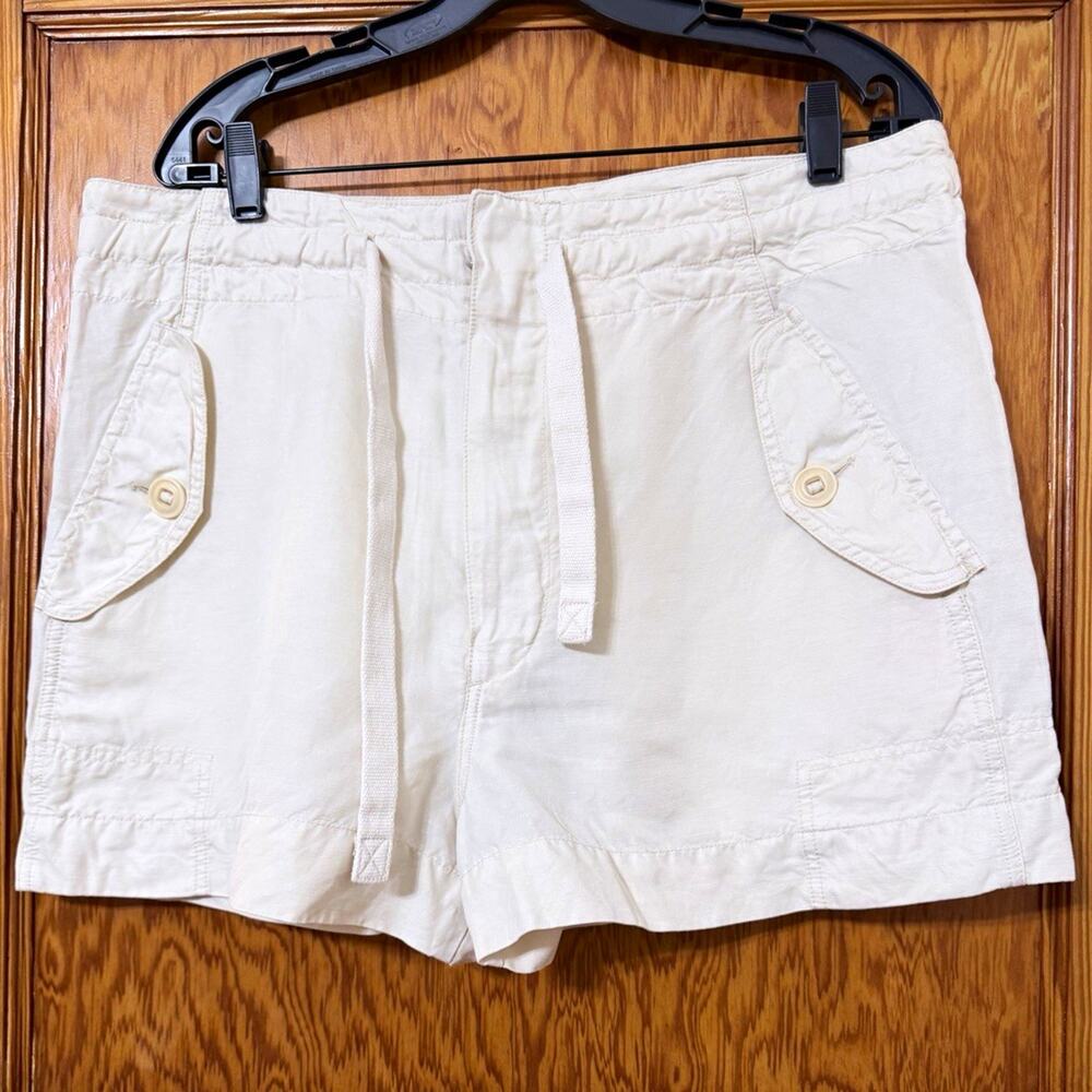 Vince. Women’s Beige Cargo Mid Rise Drawstring Elastic Waist Shorts L 3" 30"